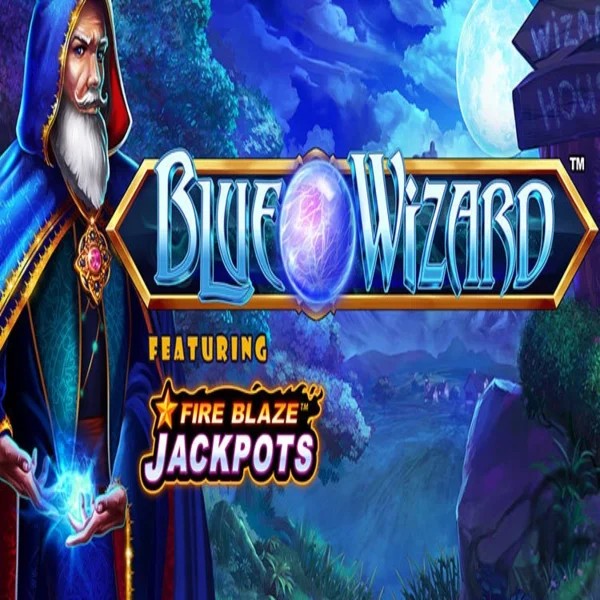 Blue Wizard Fire Blaze Jackpots online game logo by Rarestone Gaming on sankran.net